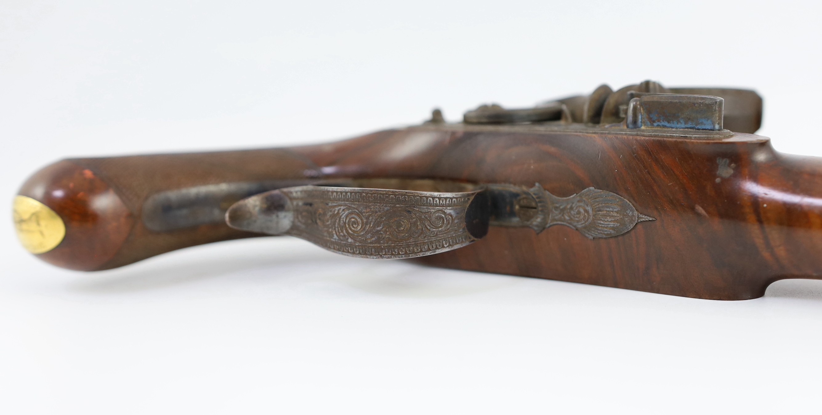 An early 19th century gold overlaid flintlock pistol, by Beckwith, London, 47cm